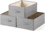 Linen Folding Storage Bins, 3 Pack Large Storage Baskets, Washable, Clothing Storage Bins with Handle, Closet Organizer for Storage Sweater,Sheets(dark grey, 18½"x13½x8½) by Unknown