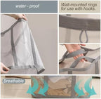 Mesh Bag with Handles, Collapsible Laundry Basket, Foldable Laundry Bag, Breathable Folding Beach Bag,Space-saving Travel Tote Bags (2, Grey) - Image 7