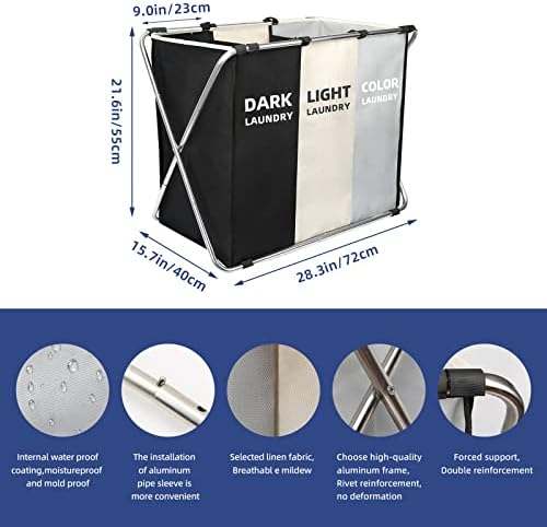 180L Large Laundry Basket, Freestanding Laundry Hamper, Collapsible Tall Clothes Hamper with Handles for Dirty Clothes in the Dorm & Family Closet Storage Container and Organizer (1-Pack) - Image 2