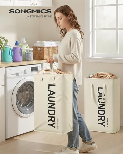 SONGMICS Laundry Hamper, 80L Foldable Basket, 2 Pack, Water-Repellent - Image 2