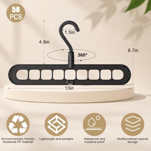 50 Pcs Space Saving Hangers for Clothes,Black - Image 2