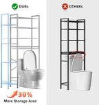 Kalrin 8-Tier Over The Toilet Storage with Side Rack, Over Toilet Storage Rack with Adjustable Shelf & Drain Basket, Freestanding Bathroom Organizer for Balcony, Laundry (Pure White) - Image 3