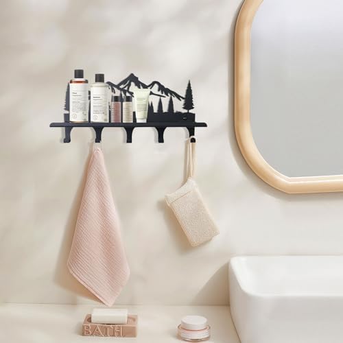 Key Holder for Wall, Metal Decorative Wall Mounted Mountain Key and Mail Holder with Shelf, 2 in 1 Key Hooks for Entryway, Front Door, Hallway, Key Organizer and Key Rack (10 Inches) - Image 6