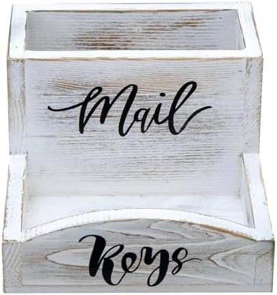 MyGift Whitewashed Wood Mail & Key Holder, Rustic Entryway Organizer - Image 6