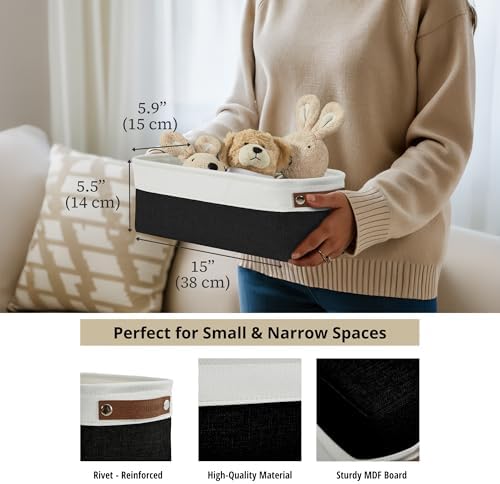 DECOMOMO Narrow Storage Bins, Small Storage Baskets for Shelves 4 Pack - Image 3