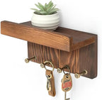 Rebee Vision Key Holder Wall Mount with 4 Hooks for Home Decor, Retro Brown by REBEEVISION