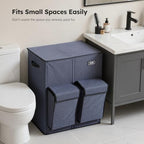 SOLEDI 180L Double Laundry Hamper with Lid and 2 Side Pockets, Dual Hamper - Image 6