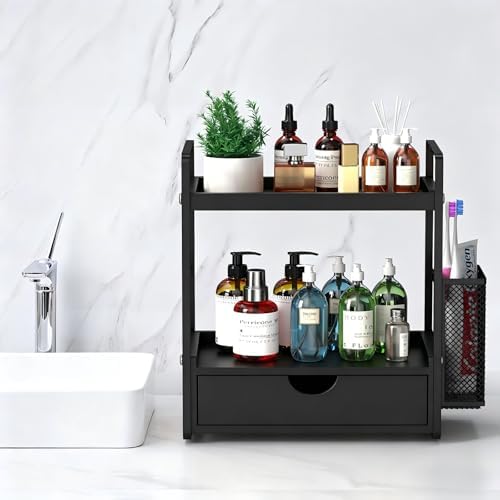 LEMIKKLE Bathroom Counter Organizer with Basket, Bathroom Organizers and Storage,Skincare Organizers for Vanity,Storage Organizers for Bathroom, Kitchen, Dresser (Black with Drawer) - Image 7