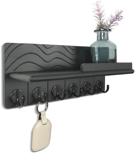 Key Holder Wall Decor, 11.8" Solid Ash Wood Entryway Organizer by Unknown
