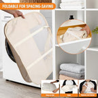Collapsible Laundry Baskets with Easy Carry Handles, 95L Clothes Hamper for Storage, Foldable Laundry Basket Tear-proof, Large Pop Up Hampers for Laundry, Bedroom, Bathroom, Dorm Beige - Image 6