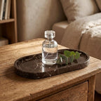 YKAJO Dark Emperador Oval Marble Tray, 9.8x4.7 Vanity Perfume Organizer - Image 5