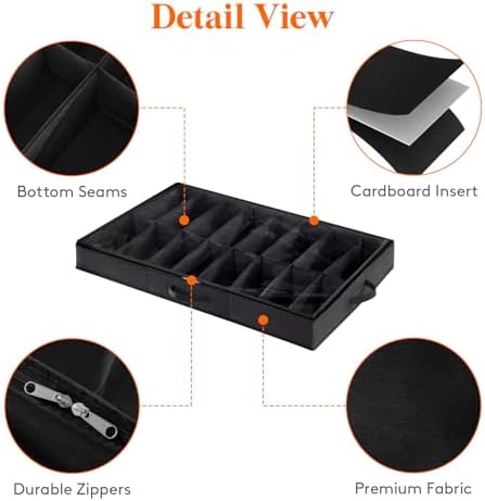 Lifewit Under Bed Shoe Storage Organizer 1 Pack(16 Shoes Cells+4 Boots Cells), 4.3 Inches Profile Fabric Shoes Container Box with Clear Cover, Foldable Storage Bag with 2 Handles, Fits 12 to 20 Pairs - Image 5