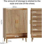 Smuxee Oak Shoe Cabinet with Line Groove Design, 6-Tier Shoe Storage Cabinet with Adjustable Shelves, Freestanding Shoe Organizer Cabinet for Entryway, Hallway, Closet, Living Room - Image 2