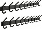 Coat Rack Wall Mount – 30 Inch Stainless Steel Hook Rail with 10 Double Coat Hooks for Hanging – Wall Mounted Entryway Organizer for Coats, Hats, Bags, Towels, Robes, Closet or Bathroom - Black 2 Pack by SAYONEYES