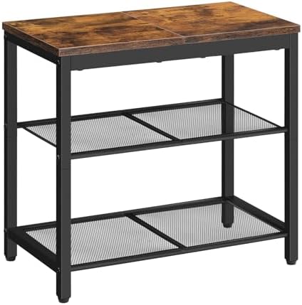 HOOBRO Shoe Bench, 3-Tier Shoe Rack, Industrial Shoe Organizer Storage Bench, 19.7 inches Entry Bench with Mesh Shelves, for Entryway, Living Room, Hallway, Easy Assembly, Rustic Brown BF50HX01 by HOOBRO