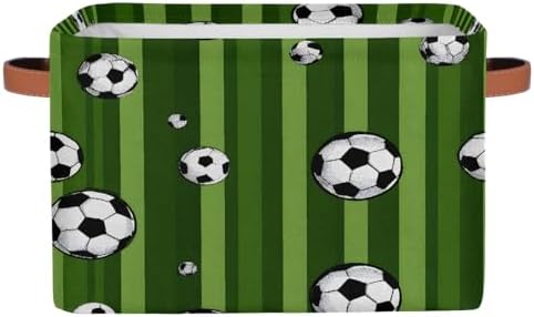 Football Green Storage Basket Toy Storage Bins Collapsible Cube Organizer by hongjinglin