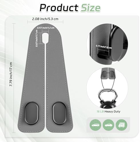 Car Seat Headrest Hooks, 2PCS Universal Car Purse Hook Leather Car Bag Hook - Image 2