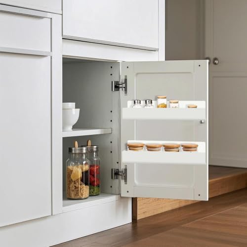 12 Inch Acrylic Spice Rack Wall Mount, White, 4 Pack - Image 4