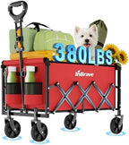 Collapsible Wagon Cart with All-Terrain Wheels, 380LBS Capacity by InBrave