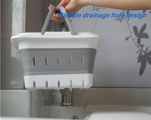 Portable Folding Plastic Bath Caddy with Handle, Perforated, Travel Bathroom Organizer for Bedroom, Bathroom, Shower, Dorm Room, Camping and RV Use (Grey, 1 pack) - Image 5