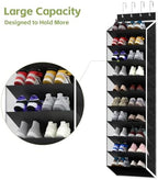 KEEPJOY 10 Tiers Mesh Over Door Shoe Organizer Storage, Hanging Shoe Holder for Door with Large Deep Pockets, Fit 20-30 Pairs Shoe Rack for Sneakers, Boots(Black) - Image 5