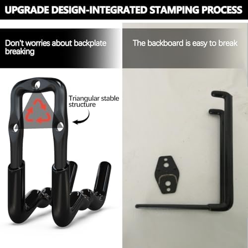 3-H Super Heavy Duty Garage Wall Hooks 18 Pack, One-Piece Construction Garage Wall Hooks, Garage Hanger & Organizer Wall Mount for Ladders, Bikes, Chairs, WeedEaters, Shovels, Garden Tools (Black) - Image 6