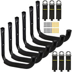 6 Pack 9-Inch Wall Mount Garage Storage Hooks for Ladder & Tools by Tahikem
