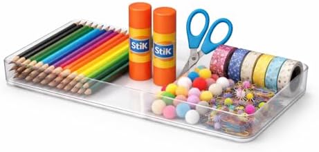 primebox Plastic Clear Acrylic Drawer Organizers. Bathroom, Kitchen, Bedroom, Utensils, Office Organizer Bins, Storage Trays. Heavy Duty, Stackable. 15" x 6" x 2" Set of 6 by primebox