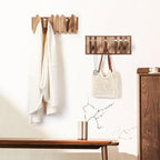 Wall Coat Rack for Entryway: Folding Wood Rustic 8 Hooks - Image 2