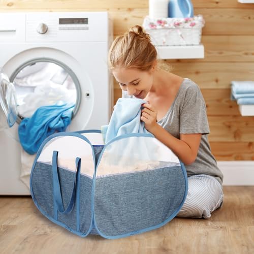 2 Pack Collapsible Laundry Baskets, 90L Large Foldable Laundry Basket, Pop Up Hampers for Laundry, Dirty Clothes Laundry Hamper for Bedroom, Bathroom, Dorm, Laundry Room, Travel or Camping Blue - Image 2