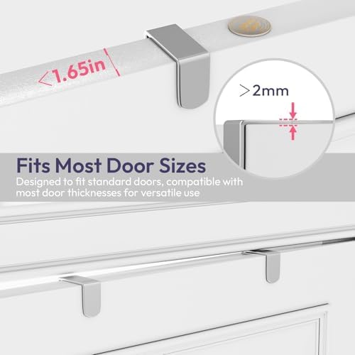 SWTYMIKI Over The Door Hook with 16 Hooks & 2 Mesh Baskets - Heavy Duty Over The Door Organizer Hanger for Towels, Coats, Clothes - Space Saving Hanging Rack for Bathroom, Living Room, Silver - Image 5