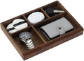 MultiBey 5-Slot Walnut Valet Tray, Wooden Nightstand & Desk Organizer by MultiBey