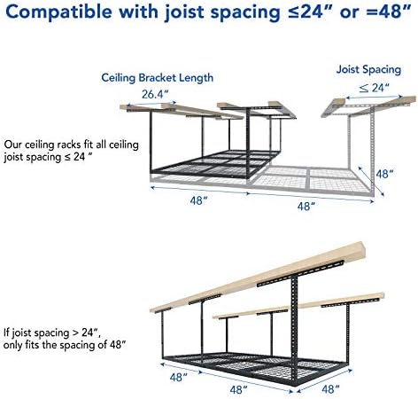 FLEXIMOUNTS 4x8 Overhead Garage Ceiling Storage Rack, 2 Pack, Hammertone - Image 5