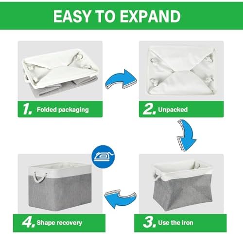 Bidtakay Large Storage Baskets for Organizing 3-Pack Fabric Closet Organizers Storage Bins with Handles 16x11.8x11.8 In Collapsible Baskets for Shelves Cloth Home Organization L-White&Grey - Image 6