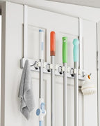 BS-VOG Over the Door Broom and Mop Holder, Broom Hanger, 4 Slots & 4 Hooks by BS-VOG