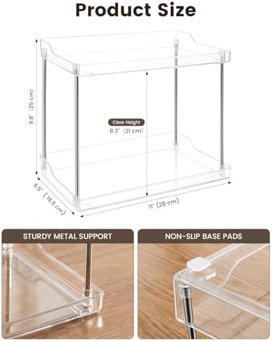 2 Tier Bathroom Counter Organizer, Clear Vanity Shelf Organizer for Skincare & Perfume, Non-Slip Bathroom Counter Shelf for Small Spaces, Bathroom Vanity Organizer Countertop (Rectangular) - Image 3