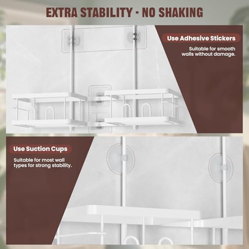 REINHARDT Adjustable Shower Caddy Hanging for Handheld Showerheads, White - Image 5