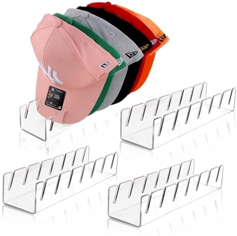 Hat Organizer for Baseball Caps Hat Rack Acrylic Hat Stand 4Pack No Install by Sloworld