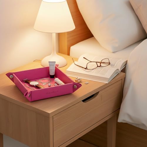 UnionBasic Small Valet Tray, Jewelry Tray for Rings Watches Earrings, Entryway Catchall Caddy for Coins Keys Change, Nightstand Bedside Valet Holder, Trays for Electronic Gadgets, Roseo - Image 4