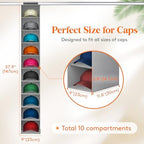 Lifewit 10 Section Hanging Hat Organizer for Baseball Caps, Gray, 2 Pack - Image 2