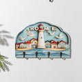 Wall Mounted Key Holder,Modern Wood Key Hanger with 4 Hooks for Wall Key Organizer Rack for Home, Office, Entryway Rustic Decorative Key Holders for Wall Decor, Beach Seagull by Berlun