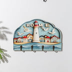 Wall Mounted Key Holder,Modern Wood Key Hanger with 4 Hooks for Wall Key Organizer Rack for Home, Office, Entryway Rustic Decorative Key Holders for Wall Decor, Beach Seagull by Berlun