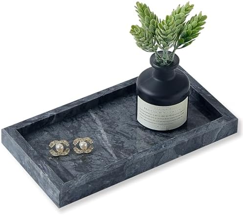 Natural Small Marble Vanity Tray, Stone Organizer for Bathroom & Kitchen by SumlusMarbleTheory