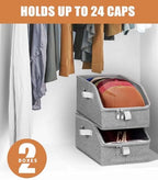 Livelab Hat Organizer for Baseball Caps, Hat Storage Boxes, Grey 2Pcs - Image 2