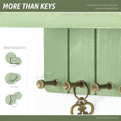 Rebee Vision Key Holder Wall Mount with 7 Hooks for Home Decor, Green - Image 5
