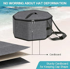 SLEEPING LAMB Hat Box for Travel and Storage, Collapsible Cap Case for Mens Fedora Organizer, Hat Storage Box for Men and Women for Closet, Cap Carrier with Handles, Grey - Image 5
