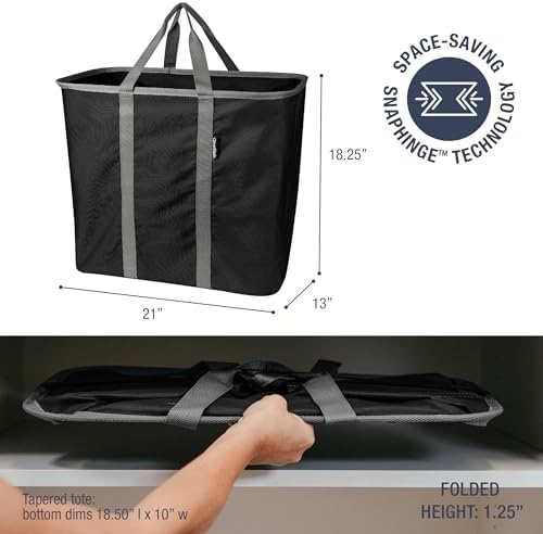CleverMade Collapsible Laundry Caddy, 64L Pop-Up Hamper, 2 Pack, Black Gray - Image 2
