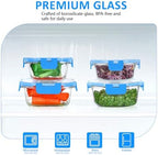 KOMUEE 24 Pieces Glass Food Storage Containers Set, Blue - Image 3