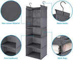 MAX Houser 5 Shelf Foldable Hanging Closet Organizer, Cloth Hanging Shelf with 4 Side Pockets, Space Saver, Grey - Image 4