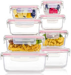 Vtopmart 8 Pack Glass Food Storage Containers with Airtight Lids by Vtopmart
